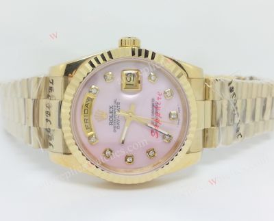 Rolex Daydate Watch All Gold Watchband and Pink MOP Dial